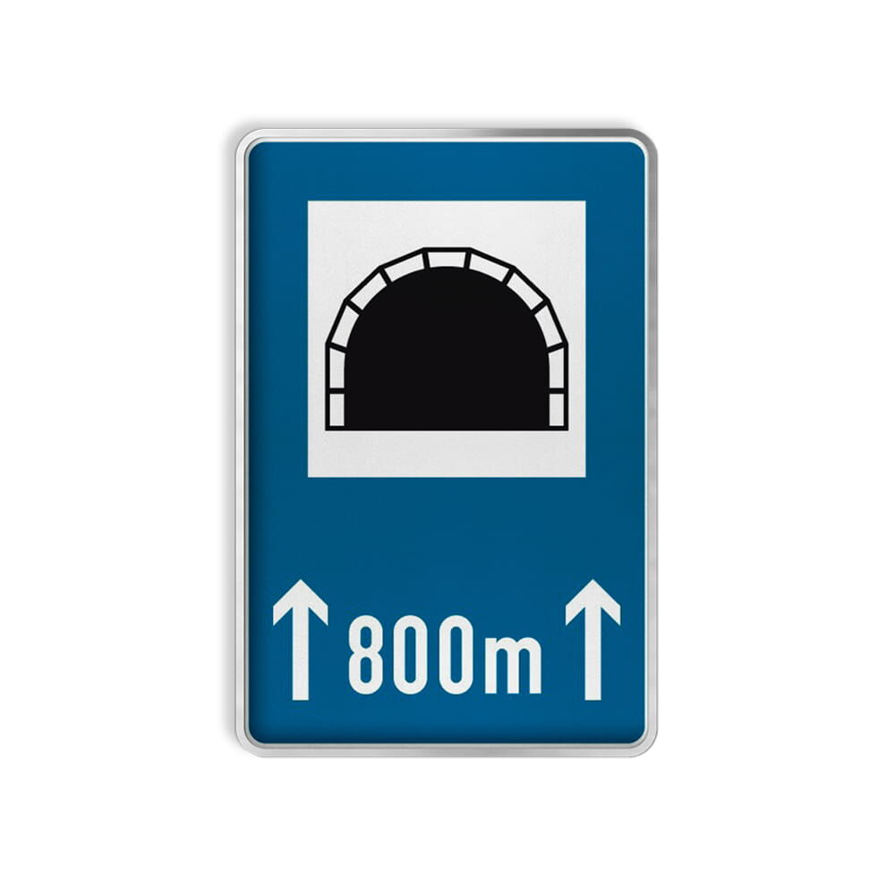 VZ 327-50 Tunnel mit Längenangabe in m RA 1 630 x 420 mm Alform
