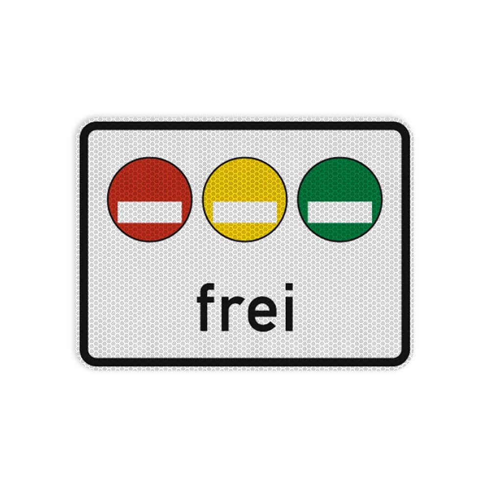 VZ 1031-50 Freistellung vom Verkehrsverbot nach § 40 Abs. 1 des Bundes-Immissionsschutzgesetzes. Rote, gelbe und grüne Plakette frei RA 2 450 x 600 mm 3 mm Dibond