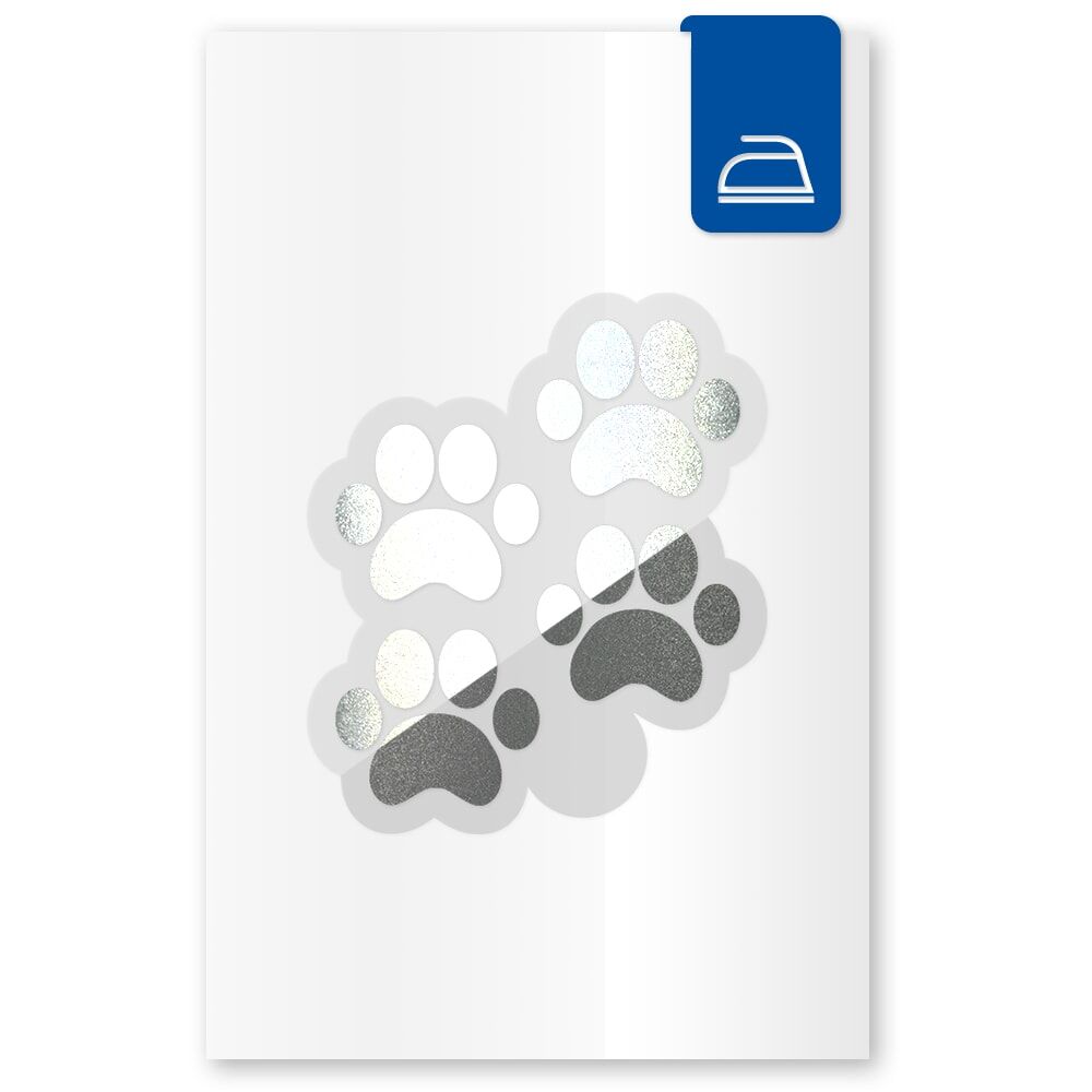 Bügelbilder-Set „Pfote“ schwarz auf Trägerfolie, vier Sticker