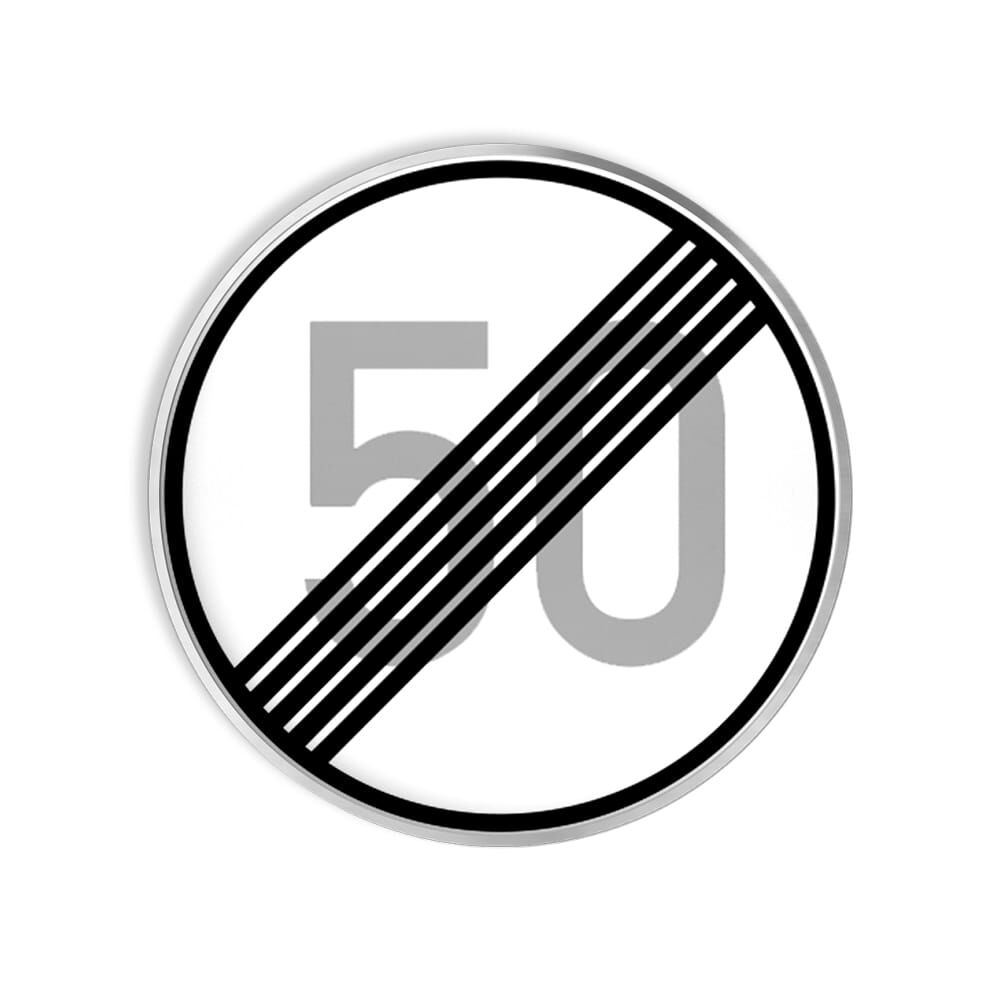 VZ 278-50 Ende der zulässigen Höchstgeschwindigkeit 50 km/h VZ 278-50 Ende der zulässigen Höchstgeschwindigkeit 50 km/h