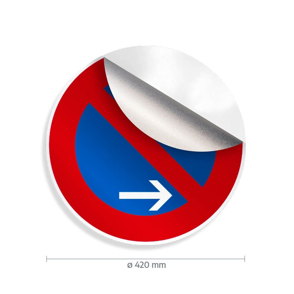 Eingeschränktes Haltverbot, Folie angehoben, Maßangabe Ø 420 mm