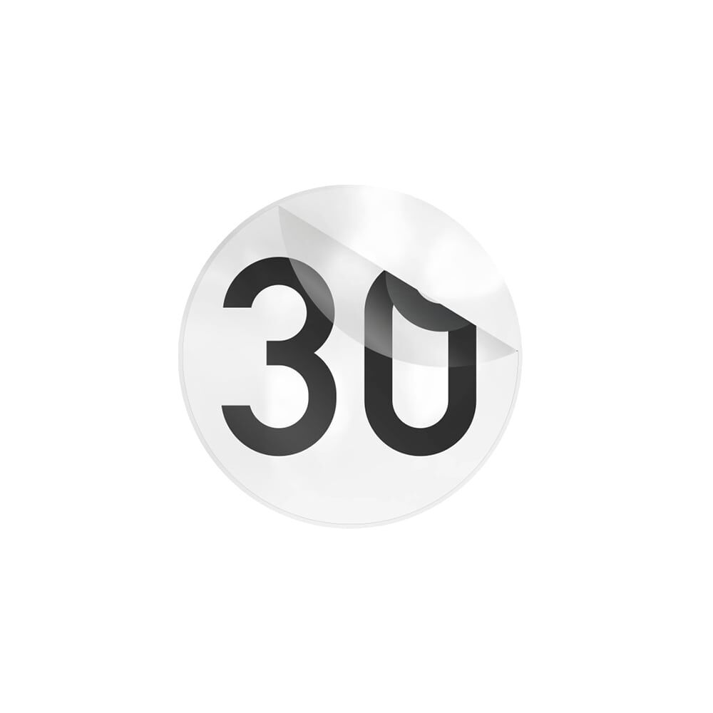 Bedrucktes Overlay Verkehrszeichen 30 km/h zur temporären Zusatzbeschilderung