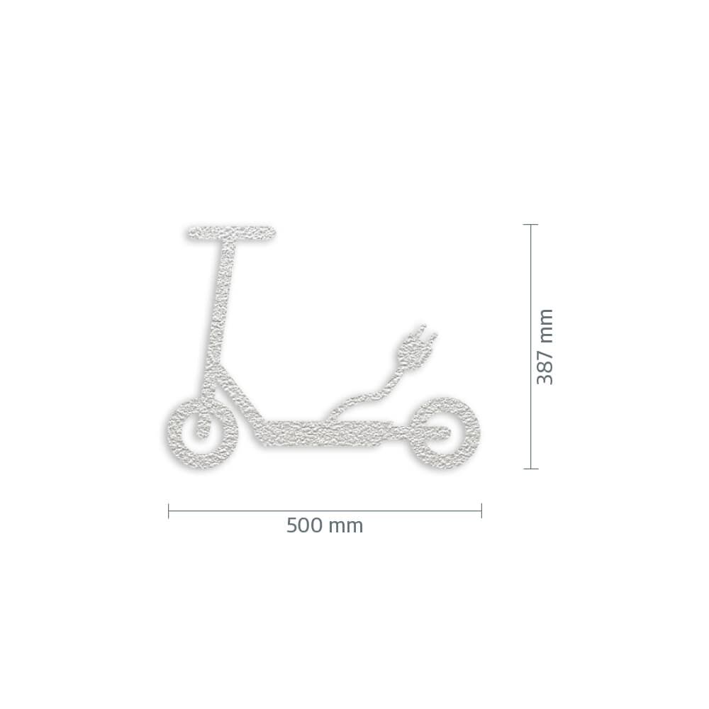 Maßzeichnung Bodenpiktogramm E-Scooter mit Stecker, 500 x 387 mm