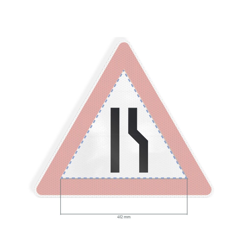 Overlay einseitig verengte Fahrbahn rechts mit Maßangabe 412 mm