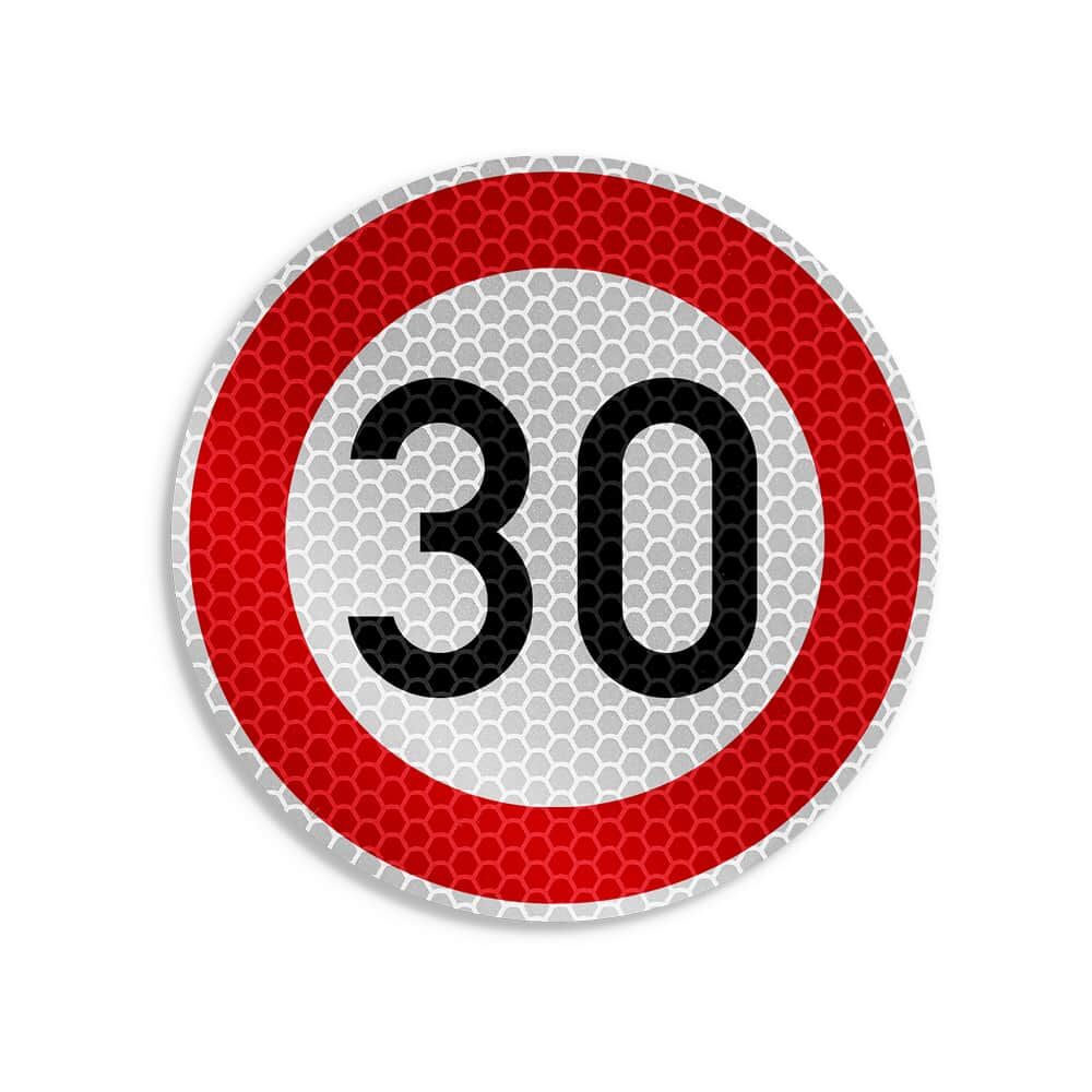 Runder Aufkleber Tempo 30 km/h, reflektierende RA2/C Folie