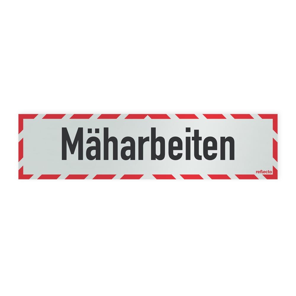 Reflecto Hinweisschild „Mäharbeiten“, mit weiß-rotem Rahmen
