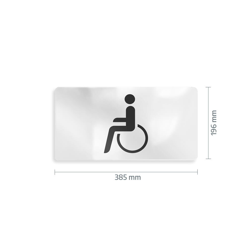 Rollstuhl-Overlay für Zusatzschilder mit Abmessungen 385 × 196 mm