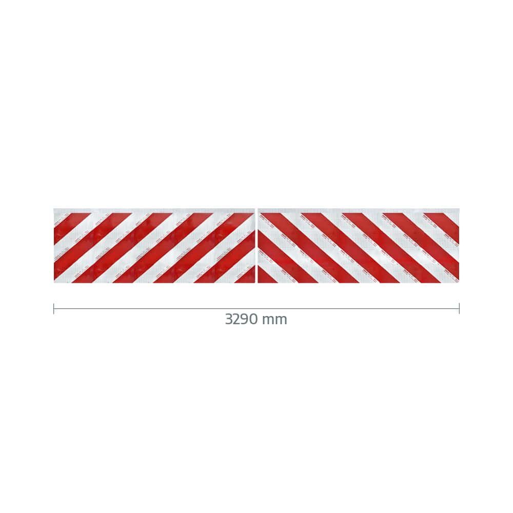 Frontschild rot/weiß mit Maßangabe Gesamtbreite 3290 mm