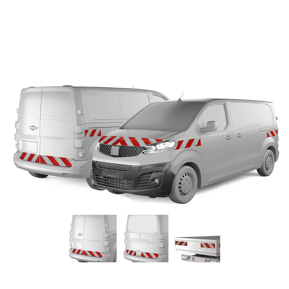 Fiat Scudo, Baujahr 2024, Warnmarkierungsatz mit Variantenvorschau der Karosserie
