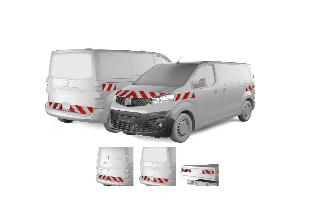 Fiat Scudo, Baujahr 2024, Warnmarkierungsatz mit Variantenvorschau der Karosserie