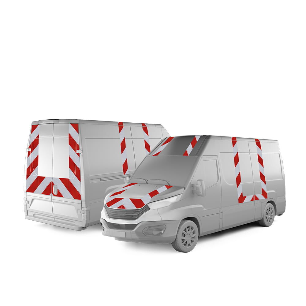 Iveco Daily, ausgestattet mit Komplettwarnmarkierungssatz nach BF3, Baujahr 2014