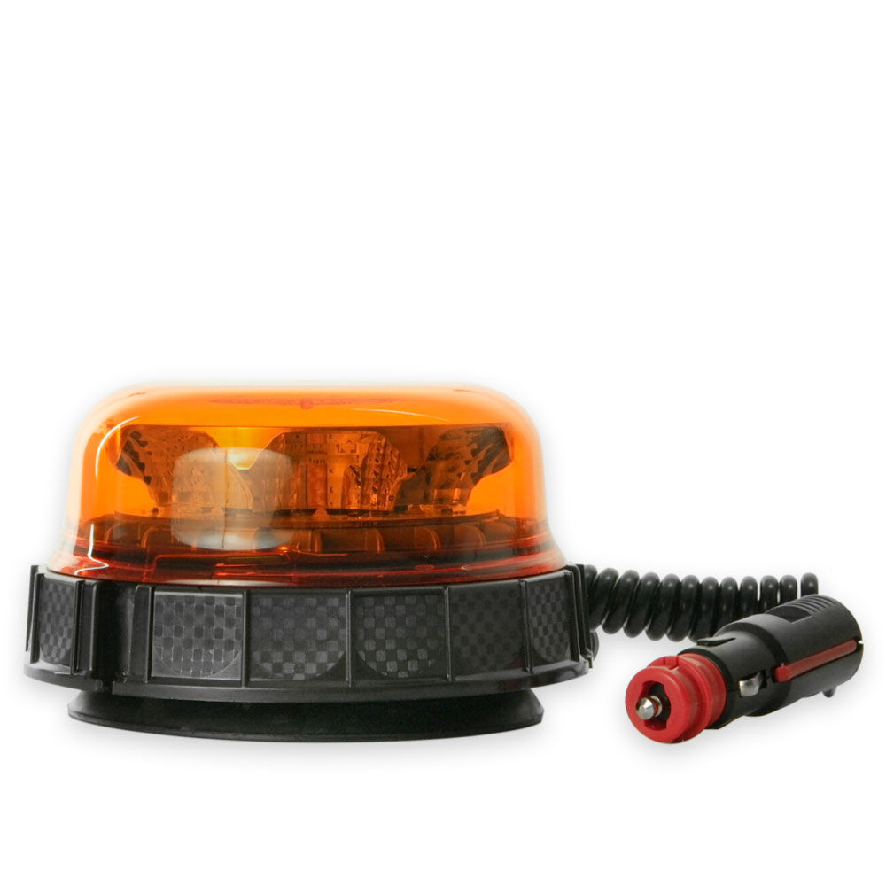 Kompakte LED-Rundumleuchte 12-24 V, orange Haube, Magnetfuß, Spiralstecker