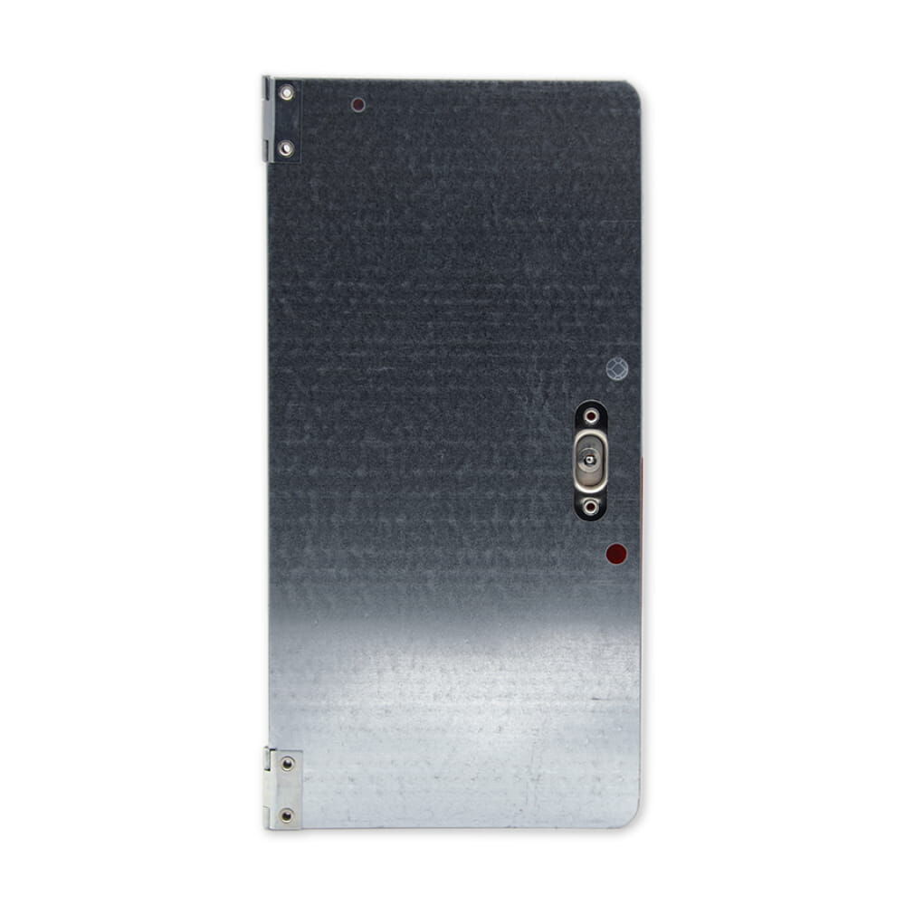 Rückseite Parkwarntafel, verzinktes Stahlblech mit Scharnieren