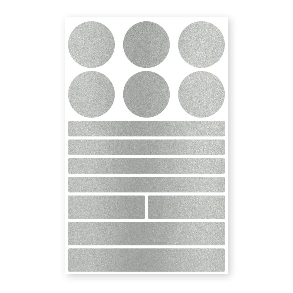 Einzelner Stickerbogen Metallic Formenmix in Silber