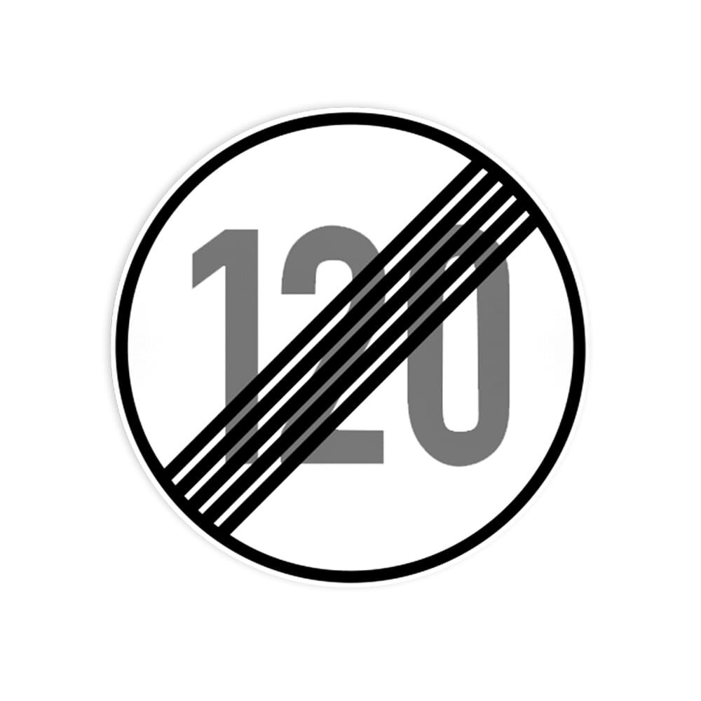 VZ 278-120 Ende der zulässigen Höchstgeschwindigkeit 120 km/ VZ 278-120 Ende der zulässigen Höchstgeschwindigkeit 120 km/