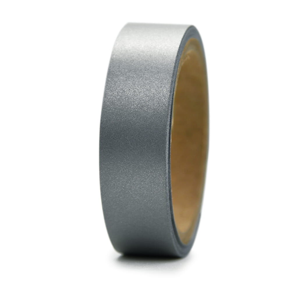 Frontale Ansicht der 5 m 3M Scotchlite 9910 Reflexgewebe-Rolle, silber. Rollenbreite 25,4 mm