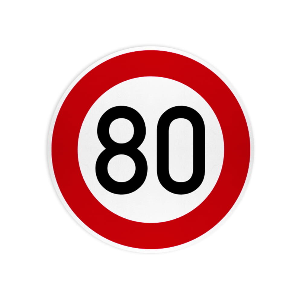 VZ 274-80 Zulässige Höchstgeschwindigkeit 80 km/h VZ 274-80 Zulässige Höchstgeschwindigkeit 80 km/h