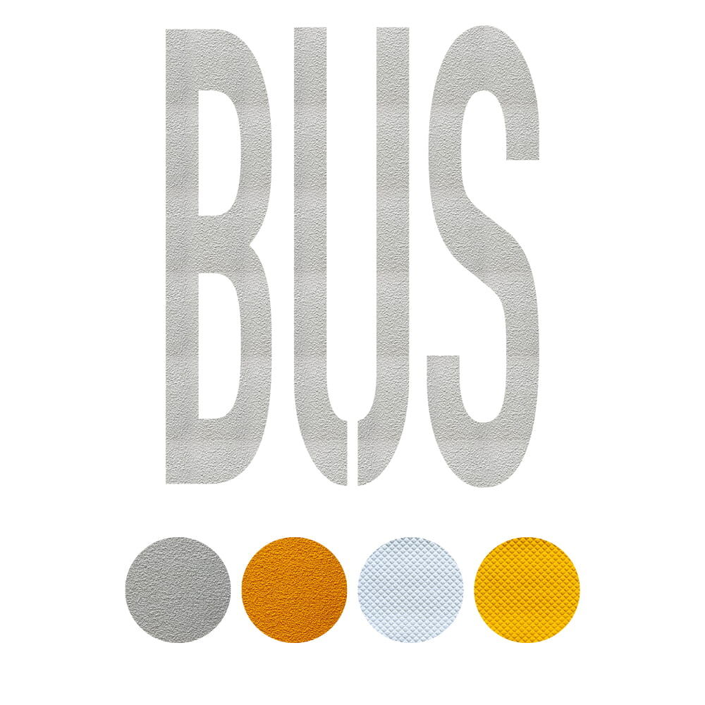 Selbstklebendes Fahrbahnpiktogramm "BUS", erhältlich in weiß und gelb, Verkehrsklasse P6 oder P7
