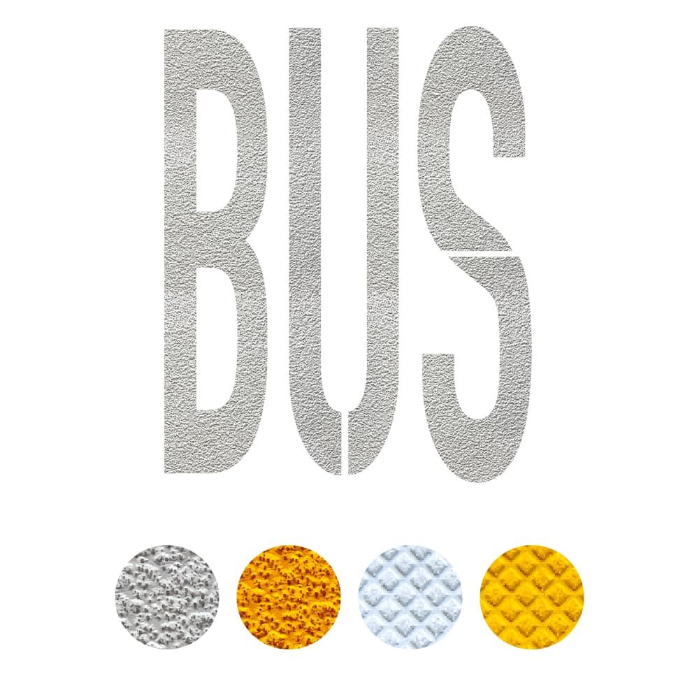 Selbstklebendes Fahrbahnpiktogramm "BUS", erhältlich in weiß und gelb, Verkehrsklasse P6 oder P7