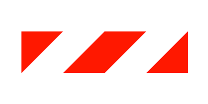 Eine rechteckige Fläche bestehend aus eine roten Raute eingeschlossen von 2 weißen Rauten und roten Dreiecken oben links, wie unten rechts