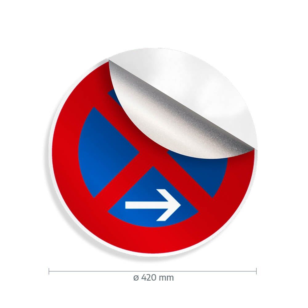 Halteverbot-Aufkleber mit Pfeilen links/rechts, abziehbar, Ø 420 mm