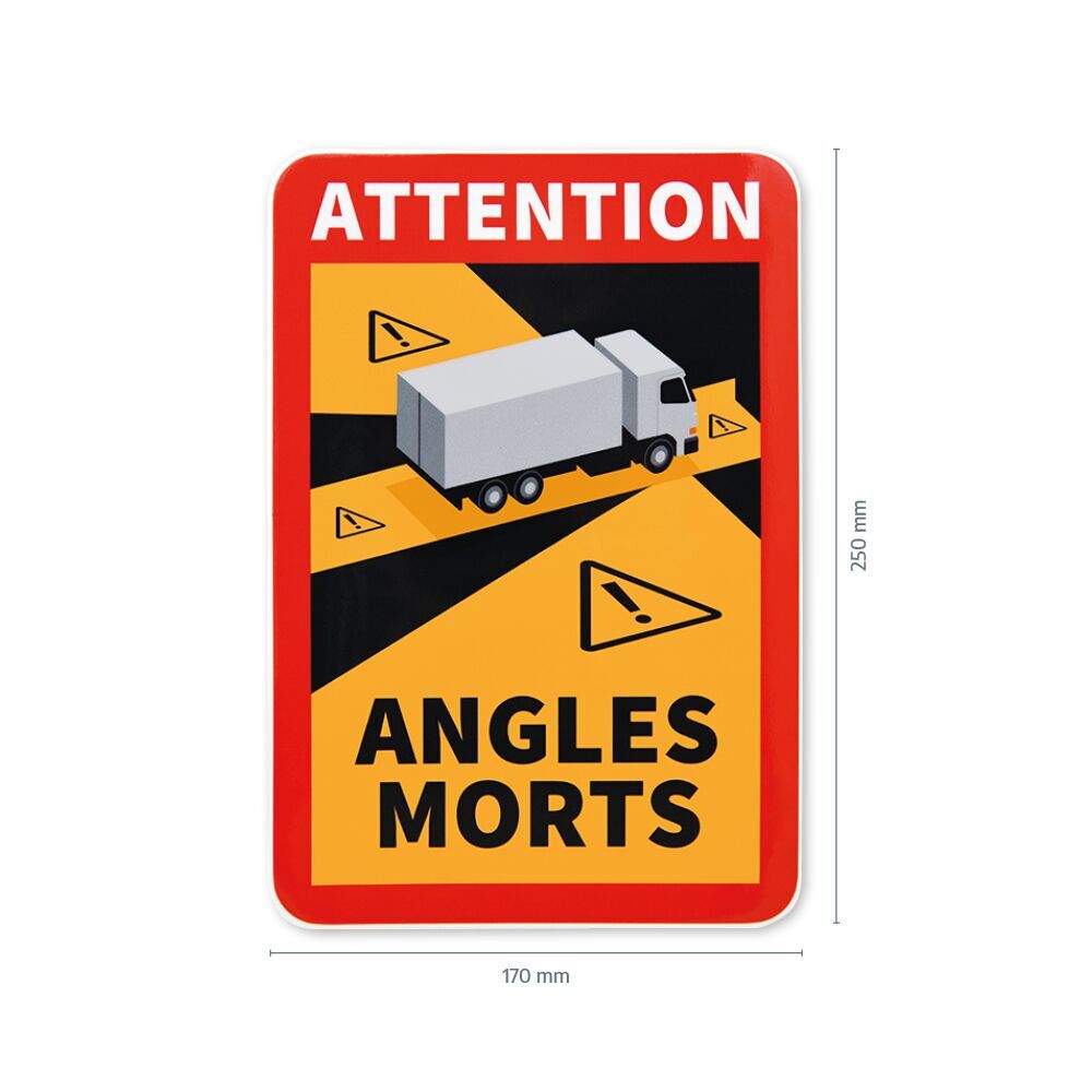 Schild mit Maßangabe: 170 x 250 mm, Design „Angles Morts“ Frankreich