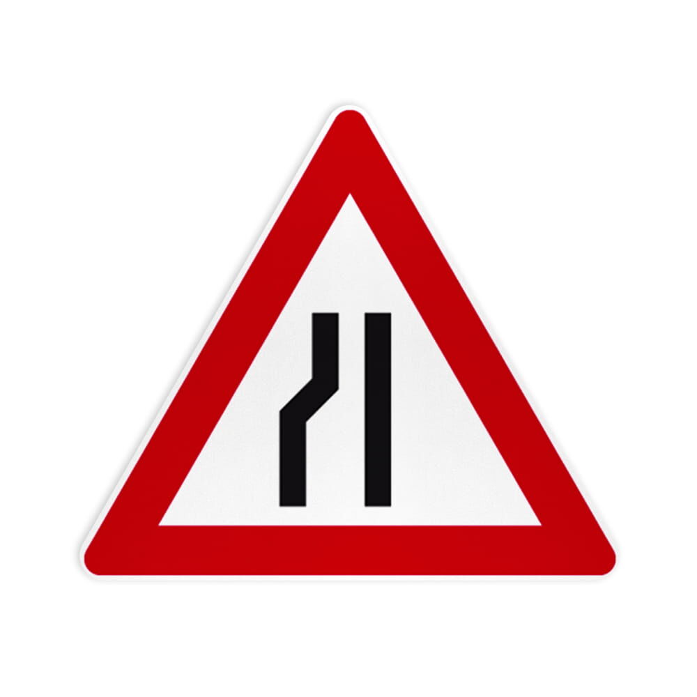 VZ 121-20 Verengte Fahrbahn, Verengung links VZ 121-20 Verengte Fahrbahn, Verengung links