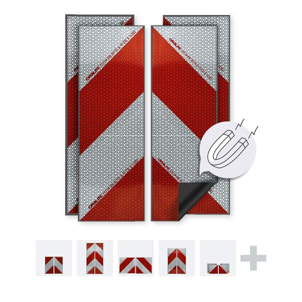 Magnetische Orafol 5921M Warnmarkierung rot-weiß, Variantenvorschau der verschiedenen Größen