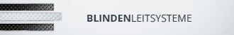  Graues Banner mit der Aufschrift "BLINDENLEITSYSTEME" vor hellem Hintergrund.