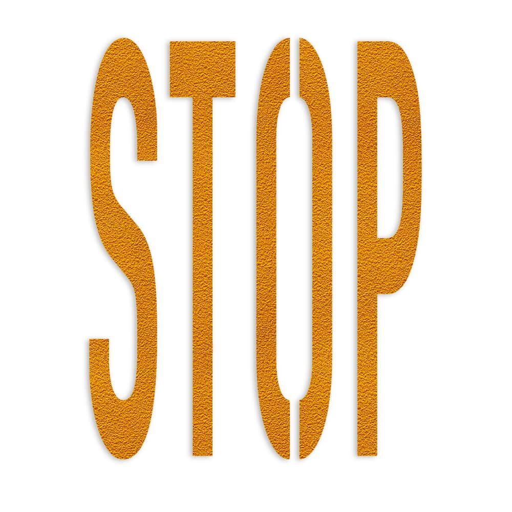 Selbstklebendes Fahrbahn-Piktogramm "STOP" in gelb, Verkehrsklasse P6