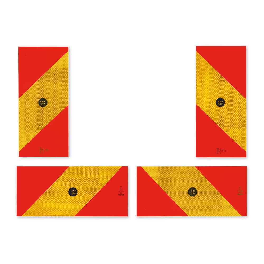 Reflexallen Heckwarntafel Viertelmarkierungen reflektierend fluoreszierend auf Aluminium