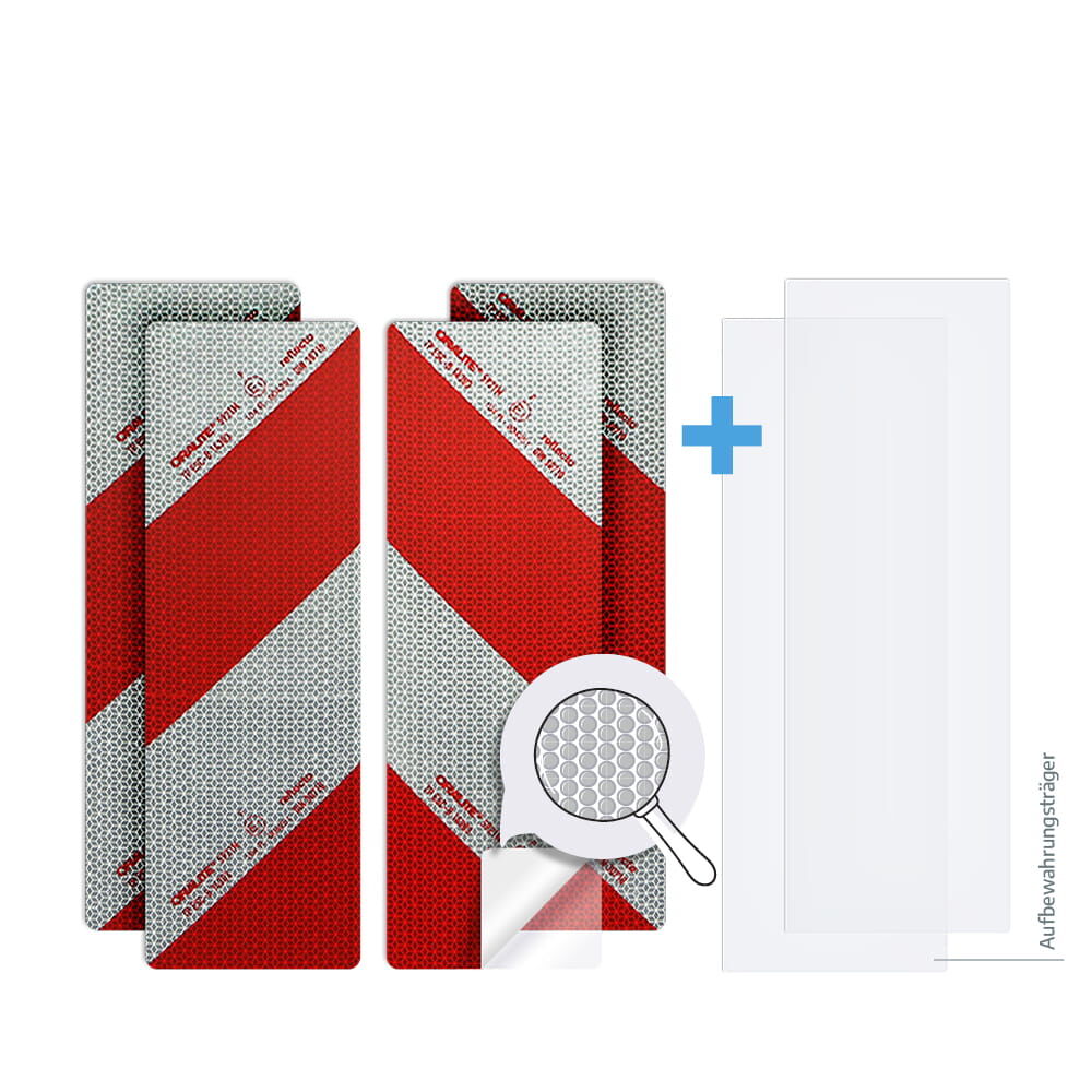 Set aus 4 Warnmarkierungszuschnitte 423 x 141 mm inkl. Aufbewahrungsträger, selbsthaftend