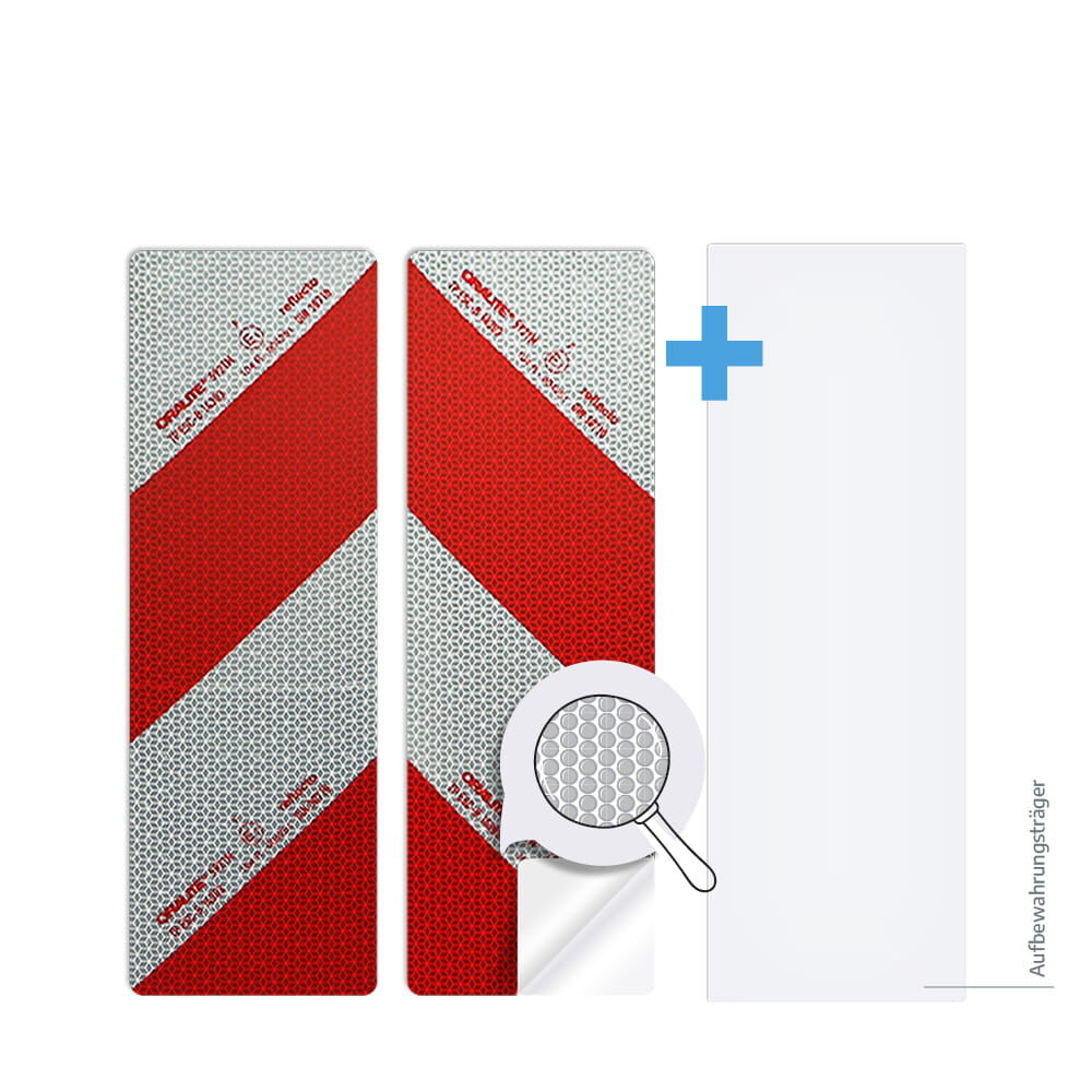 Set aus 2 Warnmarkierungszuschnitte 423 x 141 mm inkl. Aufbewahrungsträger, selbsthaftend
