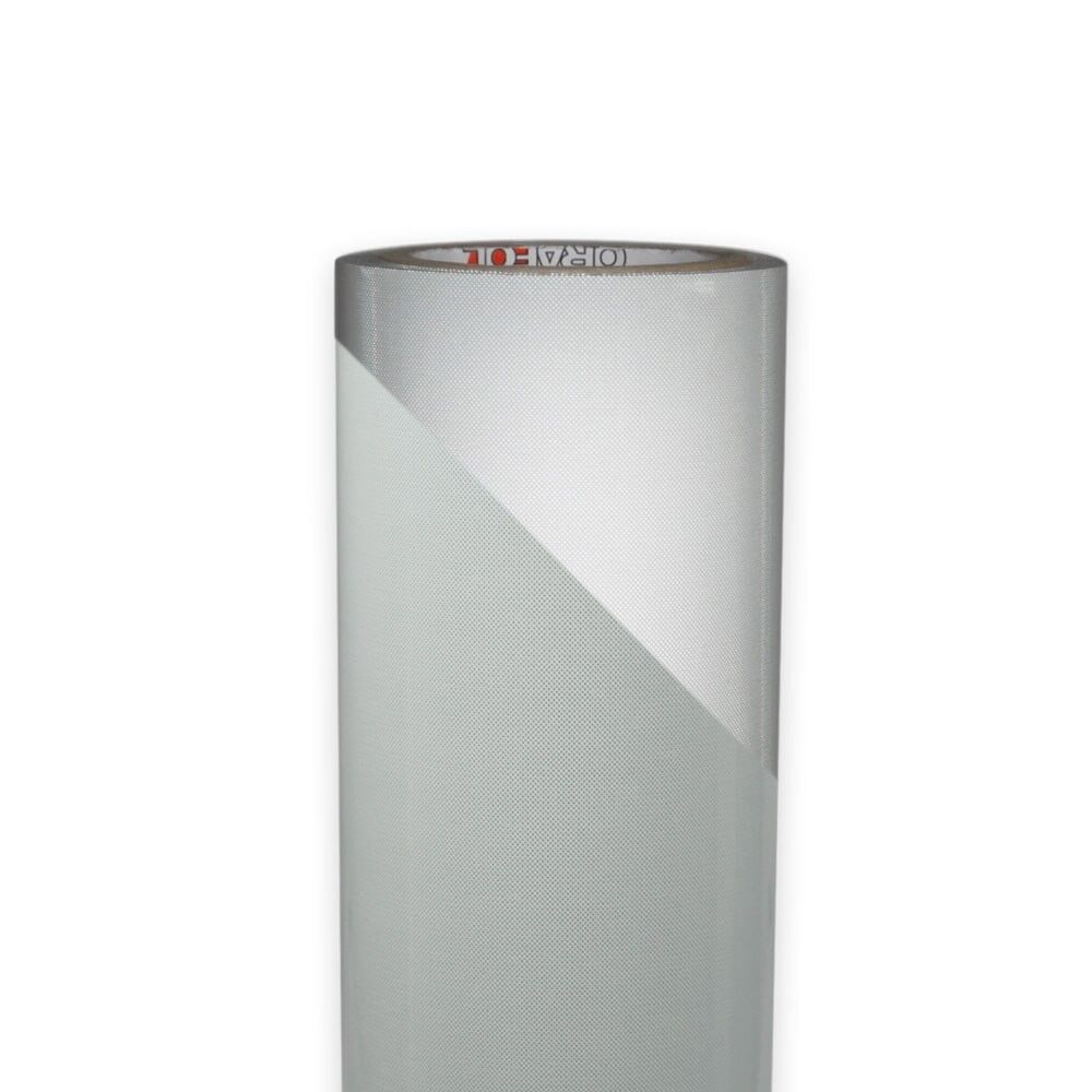 Rolle Orafol ORALITE 5437M Reflexbanner 1235 mm, Frontansicht mit diagonalem Lichtreflex