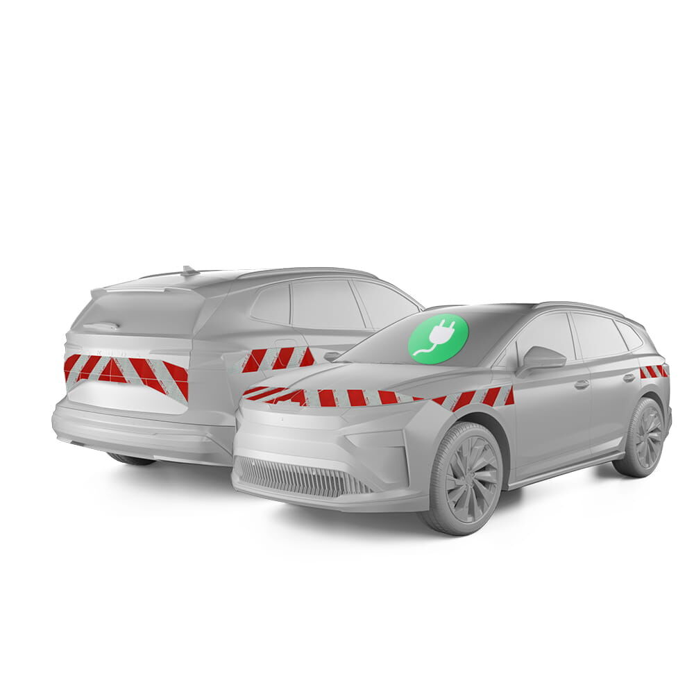 Skoda Enyaq mit Komplettwarnmarkierungssatz, Baujahr 2025