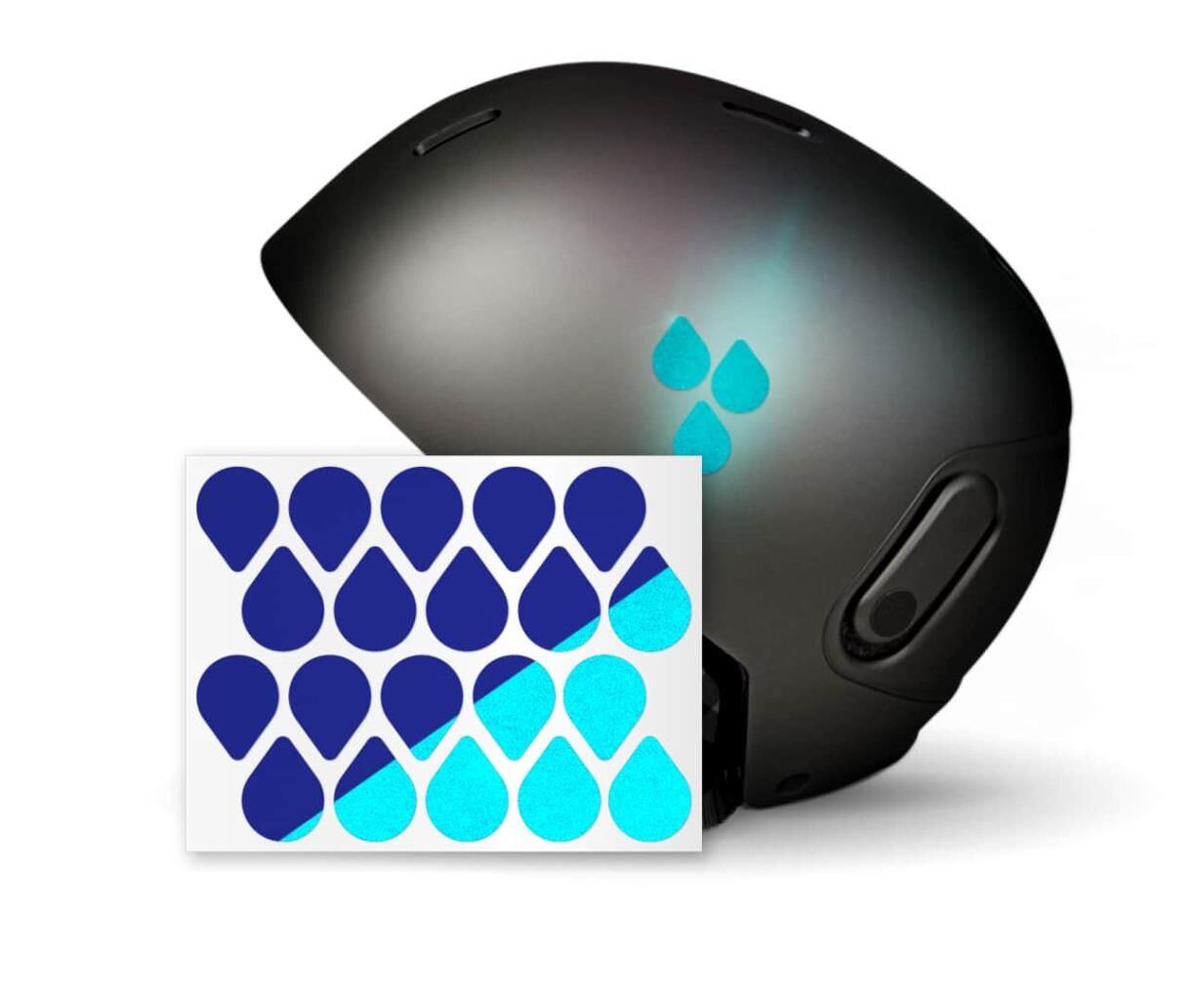 Reflexsticker Light Tropfen auf Fahrradhelm zur individuellen Sichtbarkeitsmarkierung