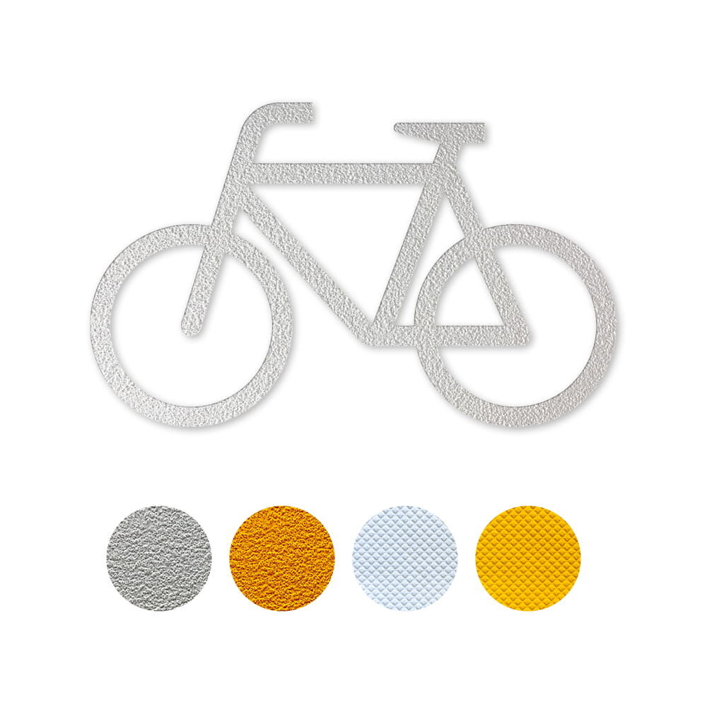 Fahrbahnmarkierungspiktogramm Fahrrad, erhältlich in weiß und gelb