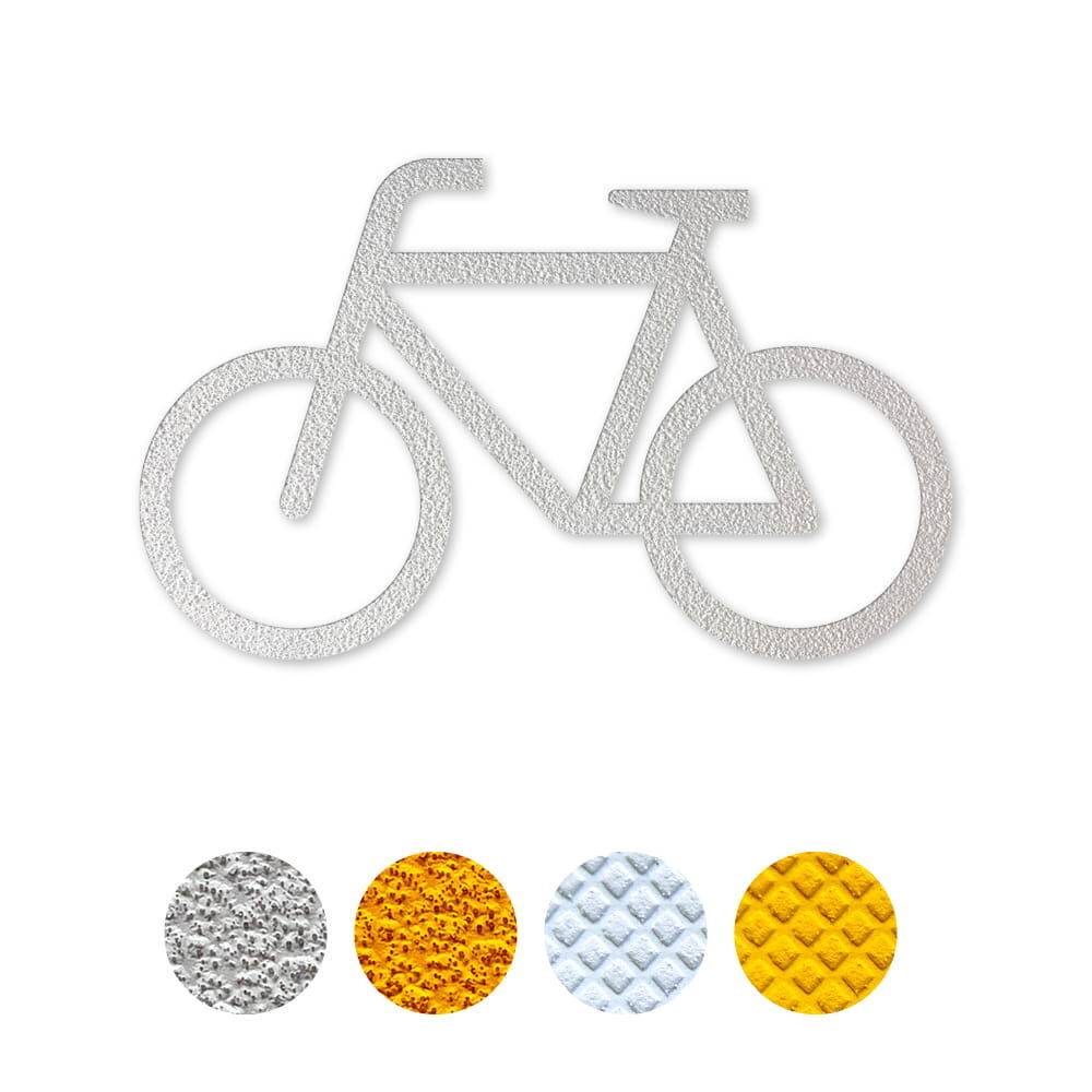 Fahrbahnmarkierungspiktogramm Fahrrad, erhältlich in weiß und gelb
