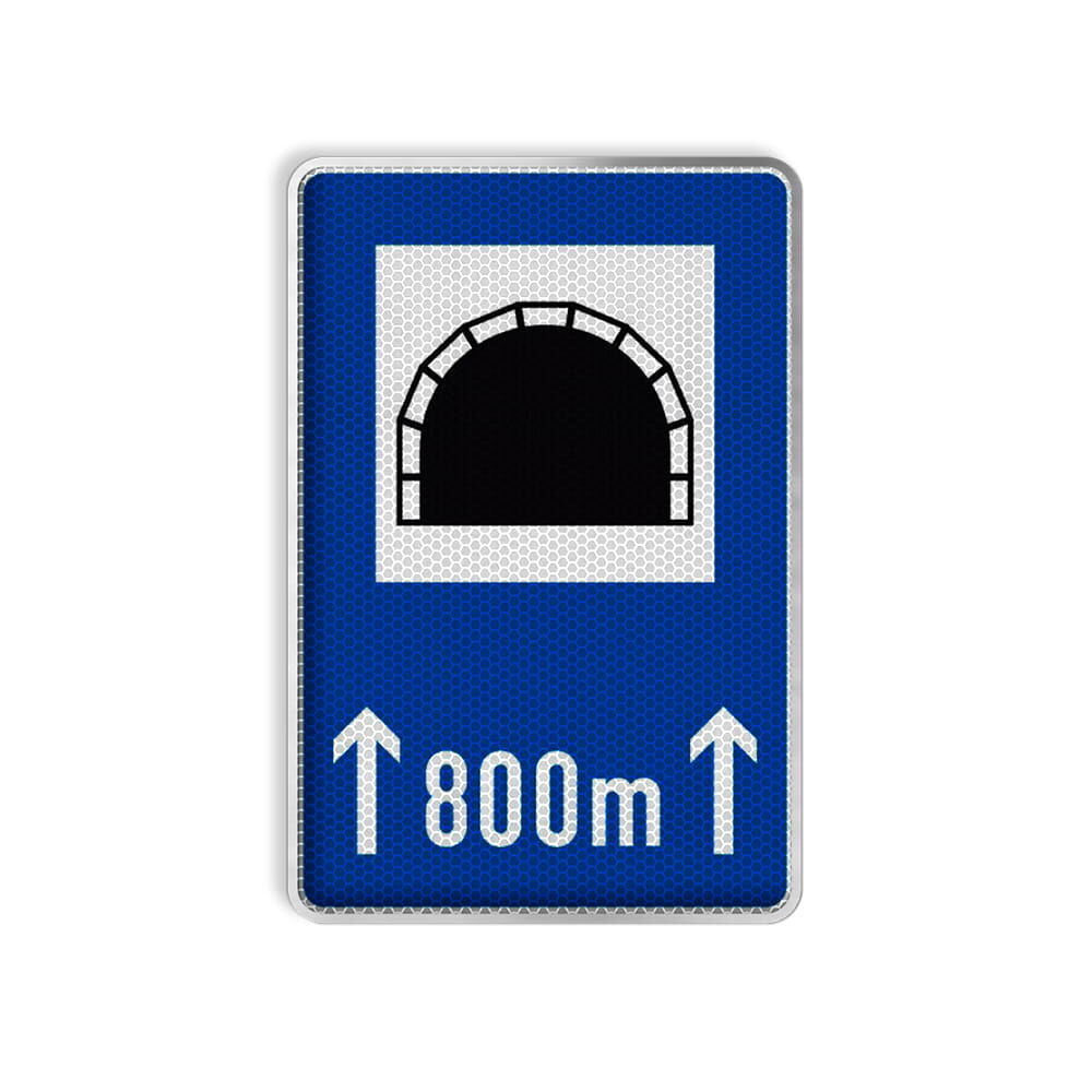 VZ 327-50 Tunnel mit Längenangabe in m RA 2 630 x 420 mm Alform