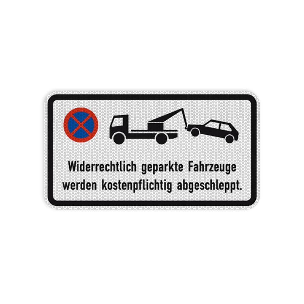 VZ 2428 Widerrechtlich geparkte Fahrzeuge werden kostenpflichtig abgeschleppt (mit Zeichen 283) VZ 2428 Widerrechtlich geparkte Fahrzeuge werden kostenpflichtig abgeschleppt (mit Zeichen 283)
