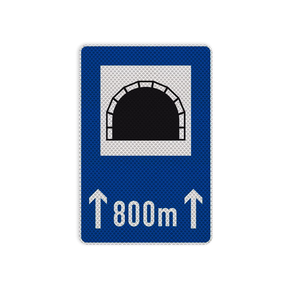 VZ 327-50 Tunnel mit Längenangabe in m RA 3 900 x 600 mm 3 mm Dibond