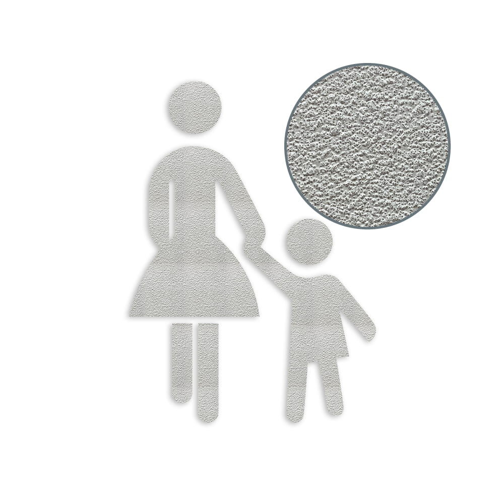 Weißes Stamark Mutter-Kind Piktogramm, Detailkreis zeigt Struktur