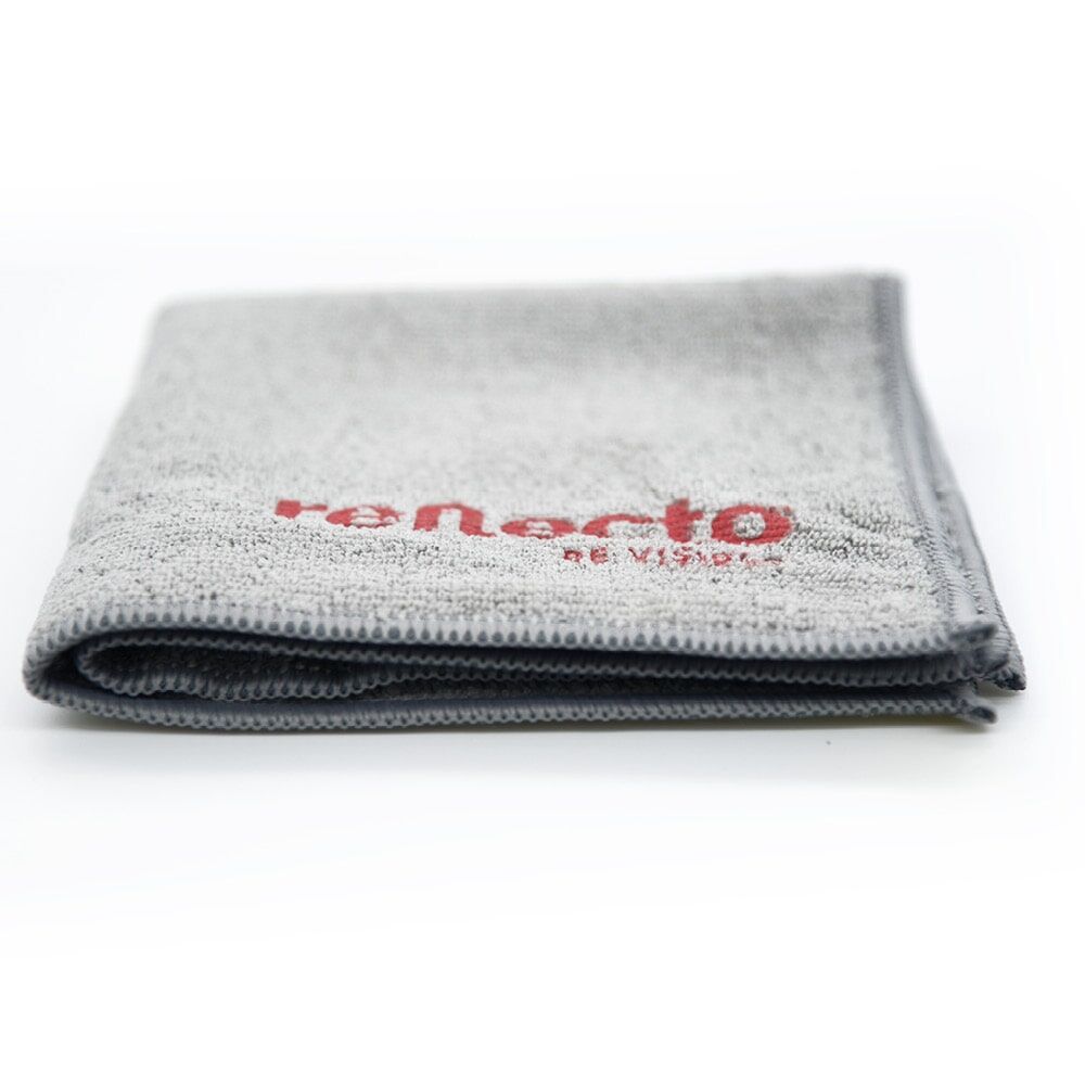 Gefaltetes reflecto Microfasertuch, Logo vorn auf der Oberseite erkennbar.