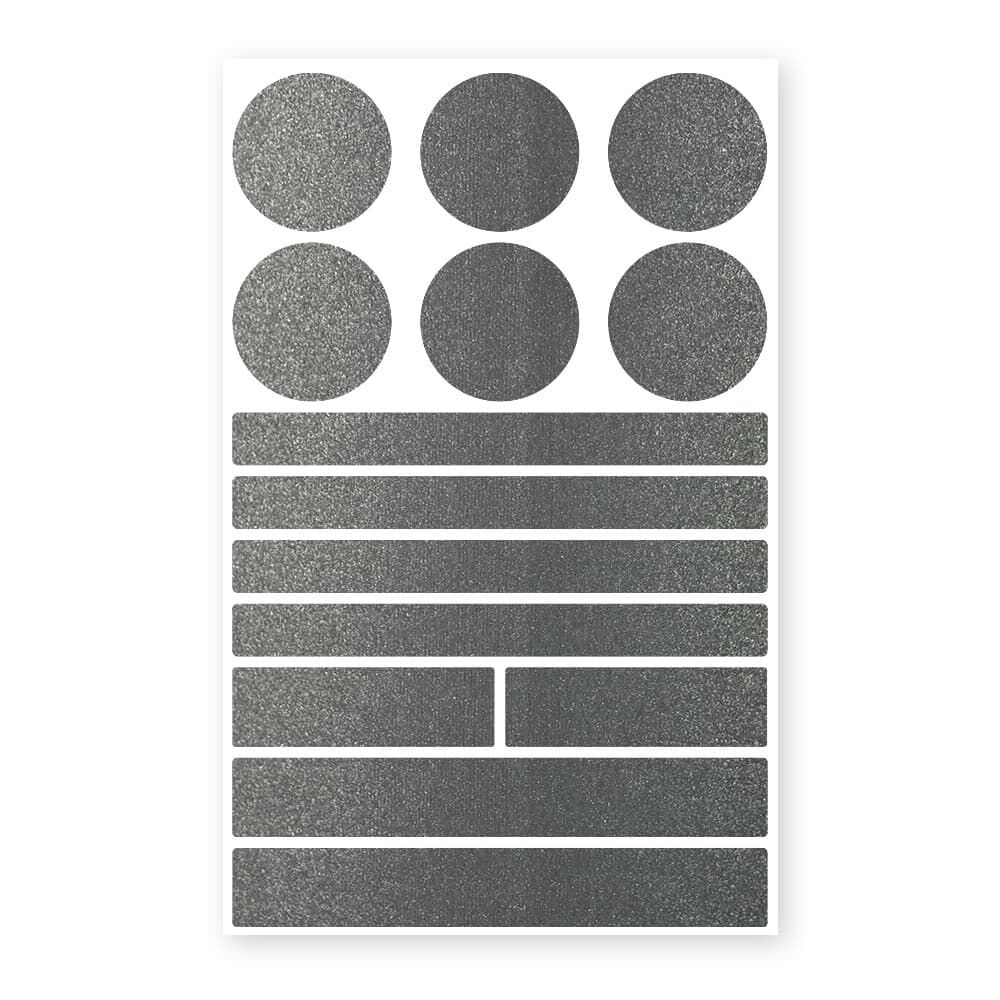 Einzelner Stickerbogen Metallic Formenmix in Schwarz