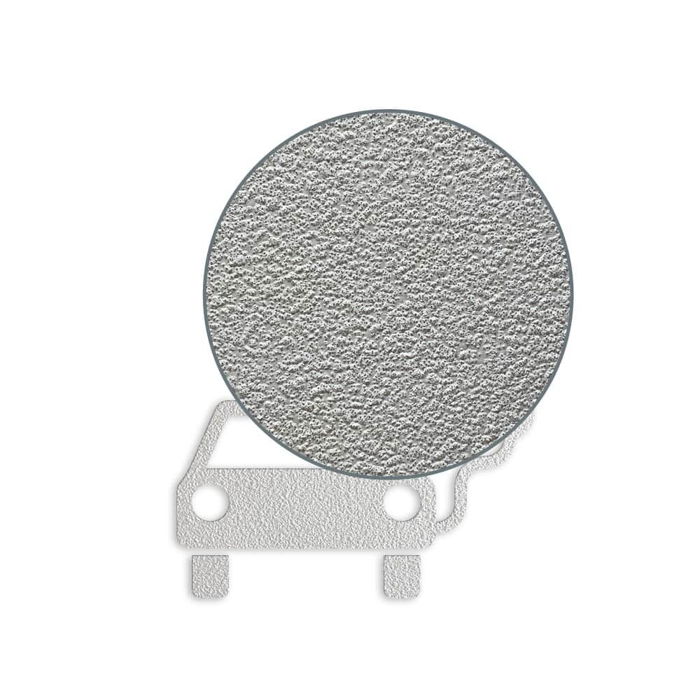 Detailaufnahme Struktur der weißen Fahrbahnmarkierungsfolie Elektroauto