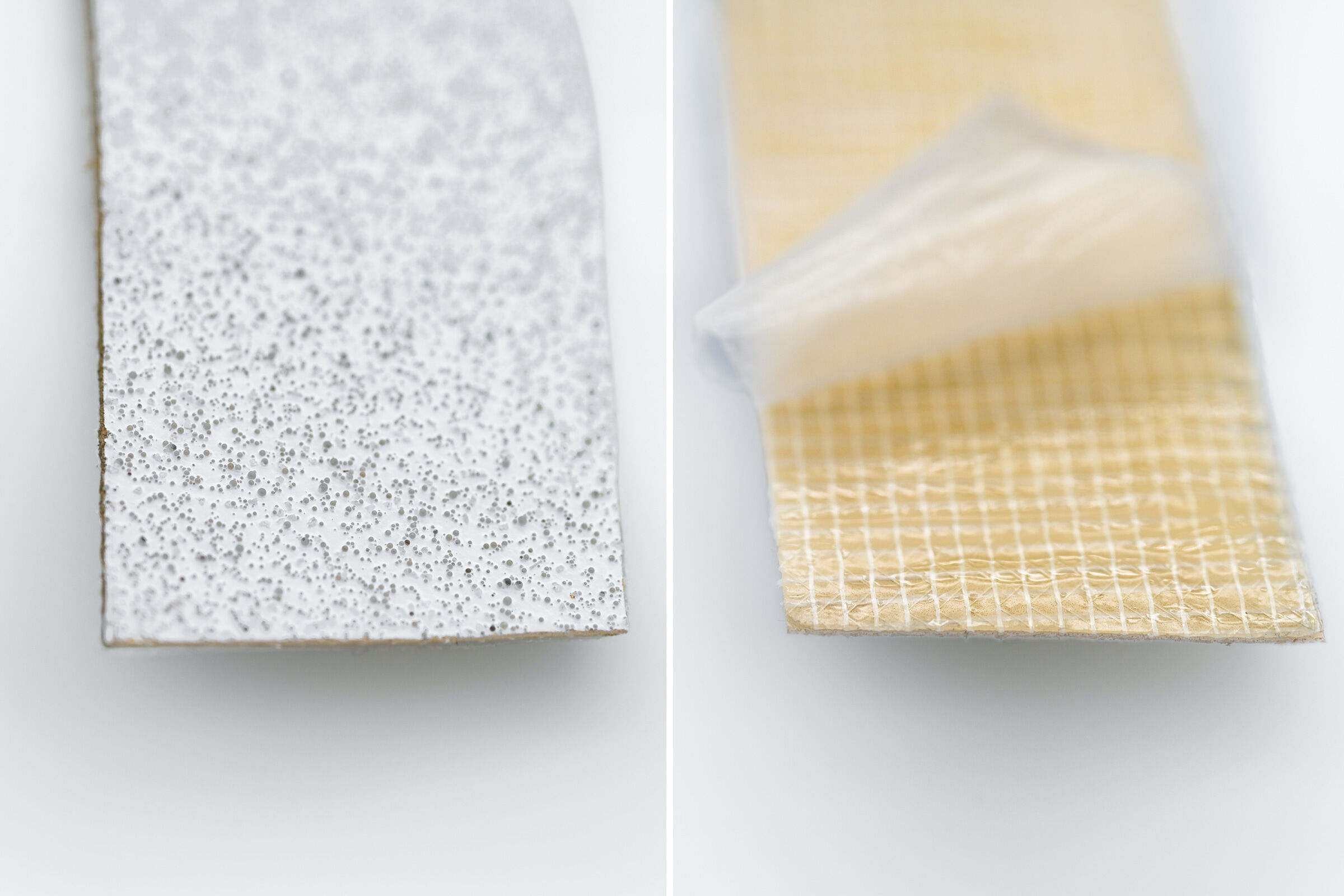 Brite-Line Bodenmarkierung, Detailansicht von weißer Oberfläche und Rückseite
