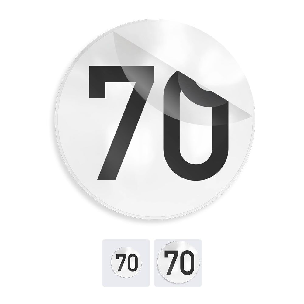 Bedrucktes Overlay Verkehrszeichen 70 km/h zur temporären Zusatzbeschilderung