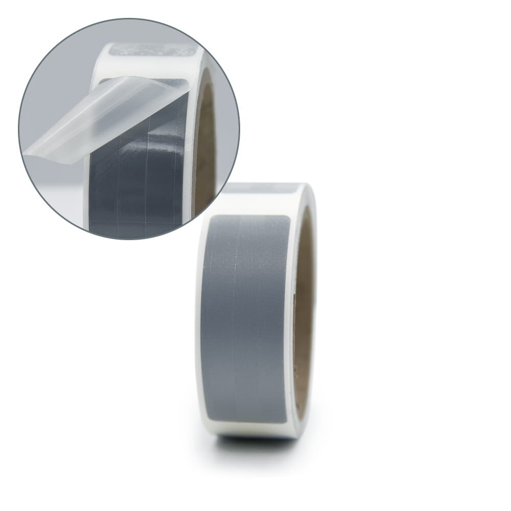 Markierungsrolle mit Detailausschnitt: Applikationstape wird abgezogen