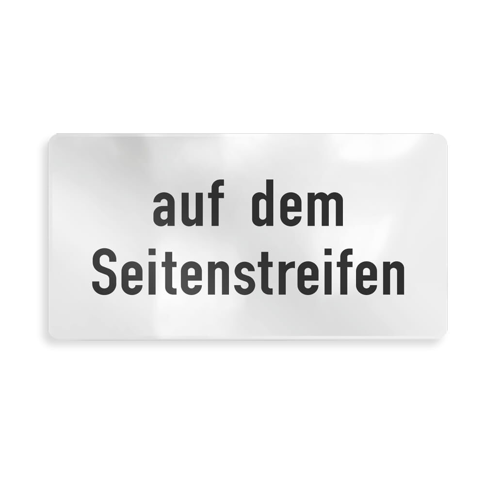 Ablösbares Zusatzschild-Overlay "auf dem Seitenstreifen", transparent