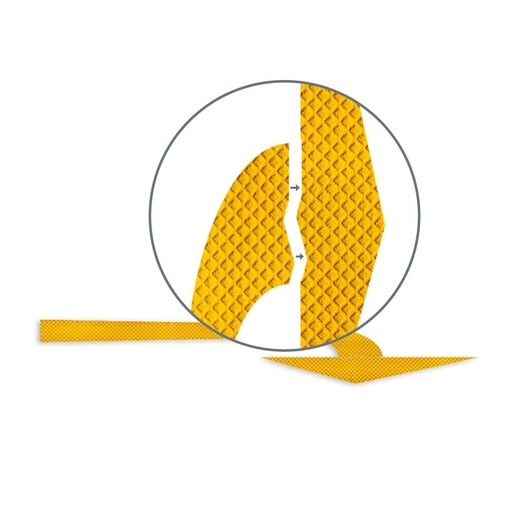 Vergrößerter Ausschnitt zeigt präzise Passform der Einzelteile des Richtungspfeils